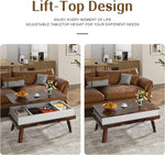 Load image into Gallery viewer, Shintenchi Coffee Table, Lift Top Coffee Table with Hidden Compartment, Rising Tabletop Dining Table, Lift Top Coffee Center Table for for Living Room, Office, Home (Rustic Brown)