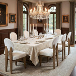 Load image into Gallery viewer, Mid-Century Modern Walnut Dining Chairs Set of 6, Vintage White Wooden Kitchen Chairs, Retro Upholstered Linen Cushioned Seat with Curved Backrest, Armless Accent Side Chair for Bedroom