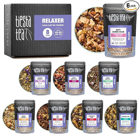 Tiesta Tea - 8 Herbal & Rooibos Sampler Dry Flight Set, Loose Leaf, No Caffeine, Makes Hot and Iced, Assorted Tea Sets with Herbal, Chai, Fruit Blends & More, 8 Resealable Sample Pouches