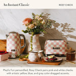 Load image into Gallery viewer, MACKENZIE-CHILDS Electric Kettle, Stainless-Steel Tea Kettle, Pink-and-White Rosy Check