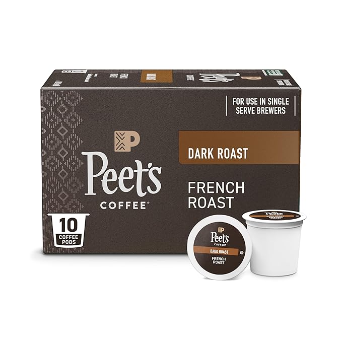 Peet's Coffee, Dark Roast Single Serve Coffee Pods - French Roast 10 Count (1 Box of 10 Pods)