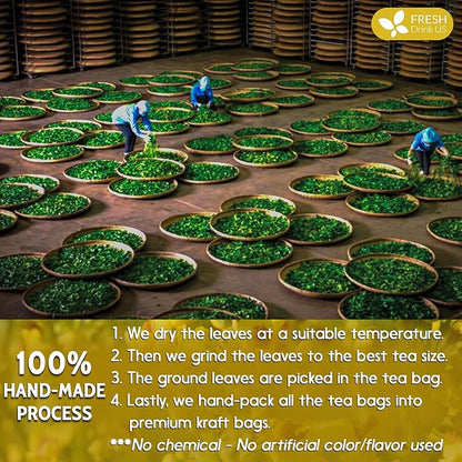 FreshDrinkUS, Premium 35 Mullein Leaf Tea Bags For Lung, 100% Natural & Pure from Mullein Leaves. Loose Leaf Mullein Herbal Tea. Made with Natural Material Tea Bags. No Sugar, No Caffeine, No Gluten, Vegan.