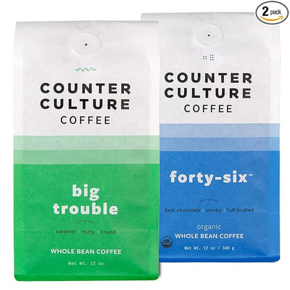 Counter Culture Coffee - Whole Bean Coffee - Multi-Pack - One 12oz Bag of Each (Big Trouble and Forty-Six)