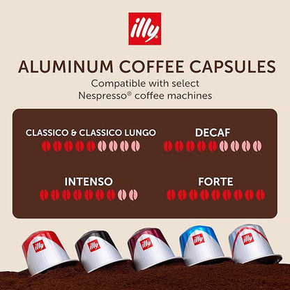 illy Aluminum Espresso Capsules - Compatible with Nespresso Machines - Classico, Forte, Intenso, Decaf, Classico Lungo Roasts - Variety - 10 Count (Pack of 10)