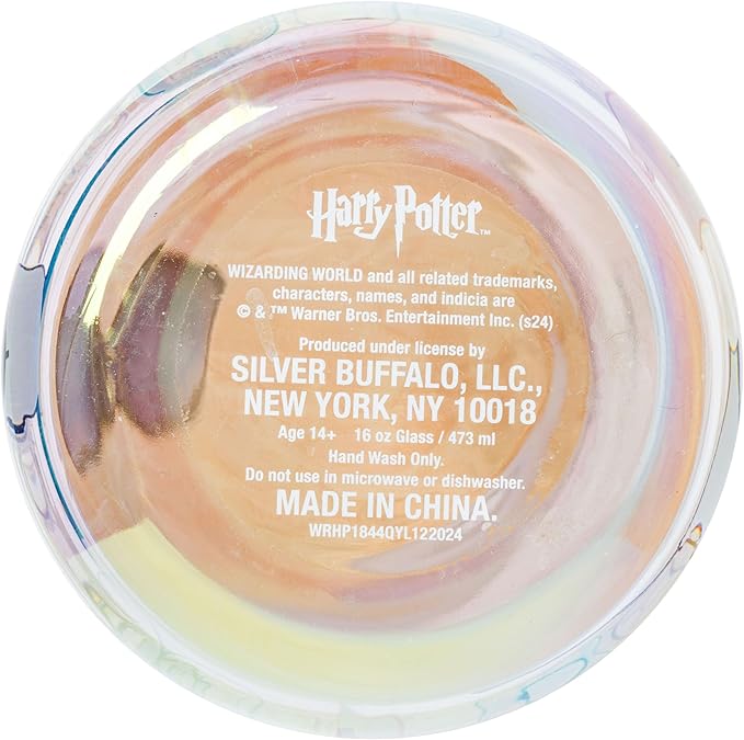 Silver Buffalo Harry Potter Iconic Icons Pattern Wands at the Ready 2 Pack Glass Jar Tumbler with Bamboo Lid and Glass Straw, 16 Ounces