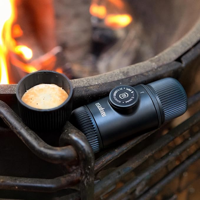 WACACO Nanopresso Portable Espresso Maker,Upgraded Version of Minipresso, 18 Bar Pressure Ground Coffee, Small Travel Coffee Maker, Manually Operated, Perfect for Trips and Camping Outdoor