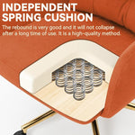 Load image into Gallery viewer, Flannel Office Chair, Comfy Home Office Desk Chairs with Lumbar Support, Modern Velvet Desk Chair Gold Legs Small Swivel Task Chair for Home Office, Bedroom, Study (Orange, L)