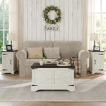 Load image into Gallery viewer, Furnideco Farmhouse Lift Top Coffee Table, Square Wood Center Table with Large Hidden Storage Compartment for Living Room, Rustic Cocktail White Modern Table with Hinged Lift Top, Brown Top