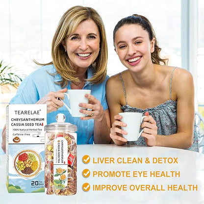 TEARELAE - Chrysanthemum Cassia Seed Tea - Nourishing Liver Tea - 8g x 20 Count - Burdock Root, Goji Berry, Honeysuckle, Osmanthus - Natural Herbal Chrysanthemum Tea Bags - Liver Clean & Detox