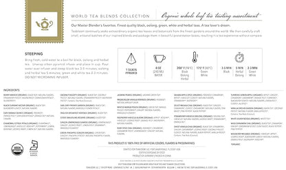 Teabloom - World's Finest Pyramid Tea Collection, 24 Varieties of USDA Certified Organic Teas - Black, Green, White, Oolong & Herbal Tea Blends