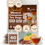 Load image into Gallery viewer, 60 Hot Special Cinnamon Tea Bags – Special Blend of Cinnamon, Black Tea, Orange Peel and Cloves, 100% Natural Ingredients, Hand-made Blend Herbal Tea. Eco-conscious Tea Bags. No Sugar, No Caffeine, No Gluten, Vegan.