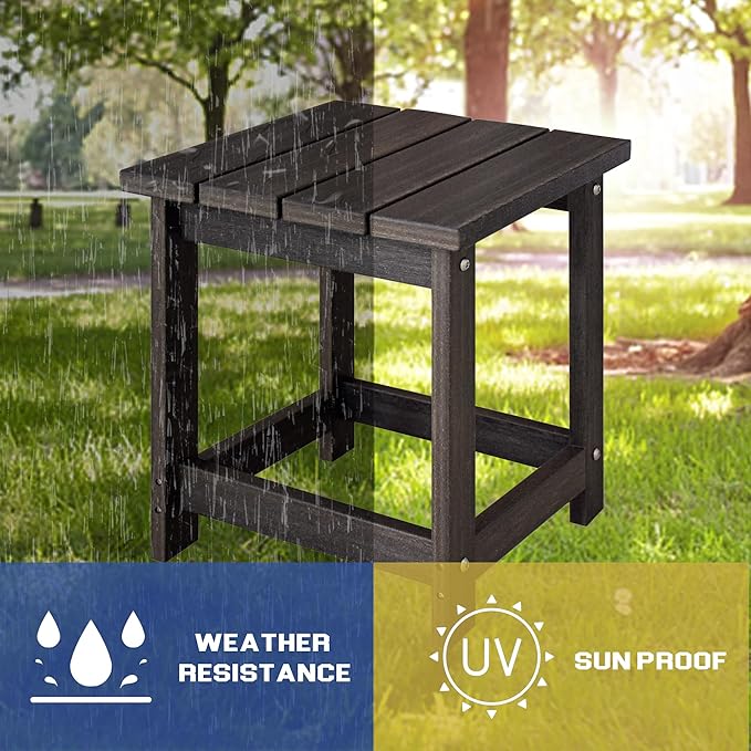 LZRS Adirondack Square Outdoor Side Table for Patio, Pool Composite Patio Table,HDPE End Tables for Backyard,Pool, Indoor Companion, Easy Maintenance & Weather Resistant(Brown Mixture)