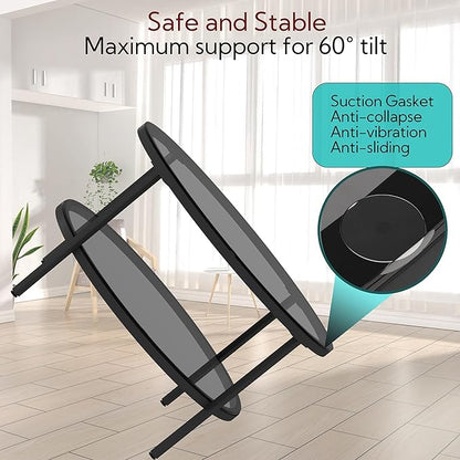 Yusong Round Glass Coffee Tables for Living Room, 2-Tier Circle Coffee Table with Storage, 26" Modern Center Accent Table with Light Black Glass, Small End Table for Small Space, Bedroom