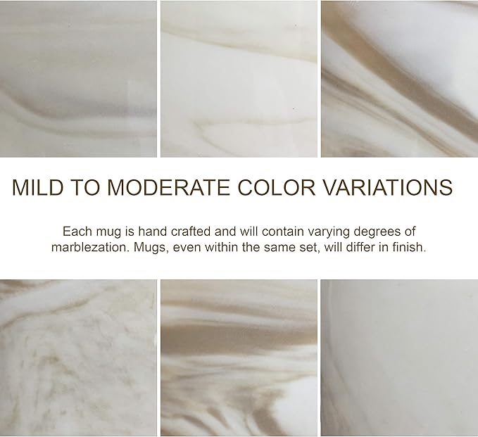 Culver 16-Ounce Palermo Ceramic Mug Set of 4 Marbleized (White and Brown)