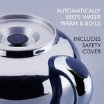 Load image into Gallery viewer, Korkmaz Hanedan A843-03 Stainless Steel Samovar, Upper Pot 1.3 L (43.9 Oz), Bottom Pot 3.5 L (118.3 Oz) Electric Turkish Tea Maker Set, Double Pots Tea Machine, Inox, Chrome, 110 V US Plug, 5.1- Quart