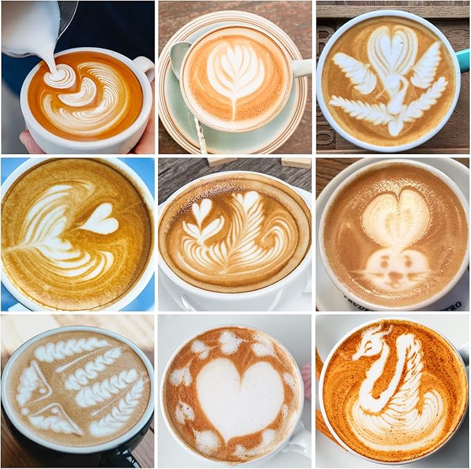 Stainless Steel Espresso Milk Frothing Pitcher - 12OZ/350ML Coffee Milk Frother Cup with Decorating Art Pen for Espresso Machine, Latte Art