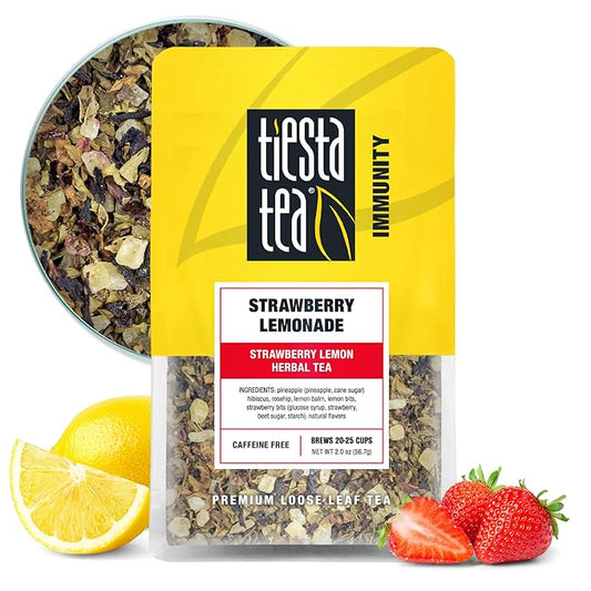 Tiesta Tea - Strawberry Lemonade, Loose Leaf, Strawberry Lemon Herbal Tea, Premium Non-Caffeinated Fruit Blend, Make Hot or Iced & Brews Up to 25 Cups, 2 Ounce Resealable Pouch