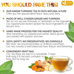 Load image into Gallery viewer, FreshDrinkUS, Premium 45 Ginger Turmeric Tea Bags, 100% Natural Ingredients, Hand-made Blend of Ginger and Turmeric Herbal Tea, Eco-conscious Tea Bags. No Sugar, No Caffeine, No Gluten, Vegan.
