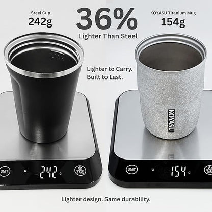 12 oz Titanium Liner Travel Mug with Lid, Double-Wall Vacuum Insulation, Wide Mouth, Leak-Proof, Chemical-Free & Healthy, men and women hot & cold drinks, for Indoor & Outdoor Use (Gray)