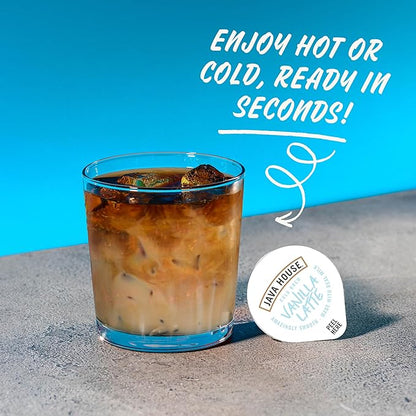 JAVA HOUSE French Vanilla Latte Cold Brew Coffee Pods, (48 Count) Peel and Pour Pods Hot or Iced