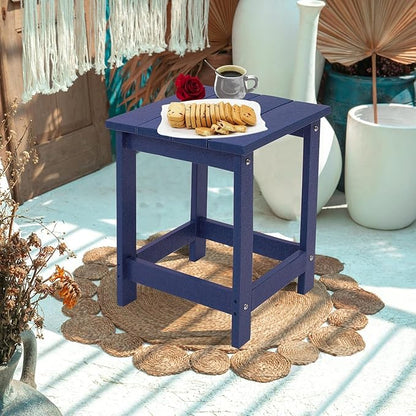 LZRS Adirondack Square Outdoor Side Table for Patio, Pool Composite Patio Table,HDPE End Tables for Backyard,Pool, Indoor Companion, Easy Maintenance & Weather Resistant(Navy Blue)