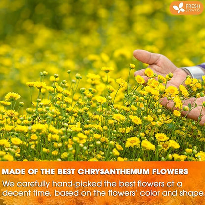FreshDrinkUS, Premium 5oz Chrysanthemum Flowers, 100% Natural & Pure Chrysanthemum Flower Dried, Chrysanthemum Herbal Tea, No Additives, No Caffeine, Vegan