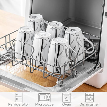 VEWEET Coffee Mugs Set of 6, 16 OZ Large Coffee Cups Set, White Mug Sets Ceramic Mugs Set with Big Handle, Microwave Dishwasher Safe, Series Fiona