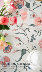 Load image into Gallery viewer, Designer Chinoiserie Linen Floral Small Square Tablecloth,White Wrinkle Resistant Table Cloth,Elegant Decor Tablecloths for Dining Thanksgiving Kitchen Party Christmas,55"*55"-Daffy