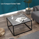 Load image into Gallery viewer, SAYGOER Small Coffee Table Square Modern Coffee Tables for Small Space Low Center Table for Living Room Office, Wood Top with Metal Frames, Easy Assembly, Gray Wood