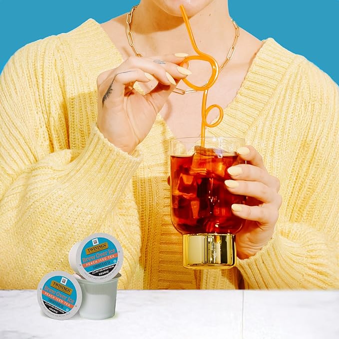 Twinings Brew Over Ice Unsweetened Peach Black Iced Tea 72 K-Cup Pods for Keurig, 12 Count (Pack of 6), Caffeinated