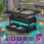 Load image into Gallery viewer, Itaar 40" Lift Top Coffee Table, 4 in 1 Coffee Tables with Storage for Living Room, Small Farmhouse Coffee Table with 2 Drawers &amp; LED Light for Dining Reception Room, Black