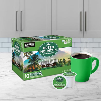 Green Mountain Coffee Roasters Sumatra Reserve, Keurig Single Serve K-Cup Pods, Dark Roast Coffee, 60 Count, (6 Packs of 10)