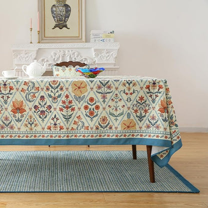 Designer Linen Elegant Tablecloth Rectangular,Colorful Floral Bohemian Table Cloth,Wrinkle Resistant Decor Tablecloths for Dining Thanksgiving Kitchen Party,55"*87"-Floralsea A