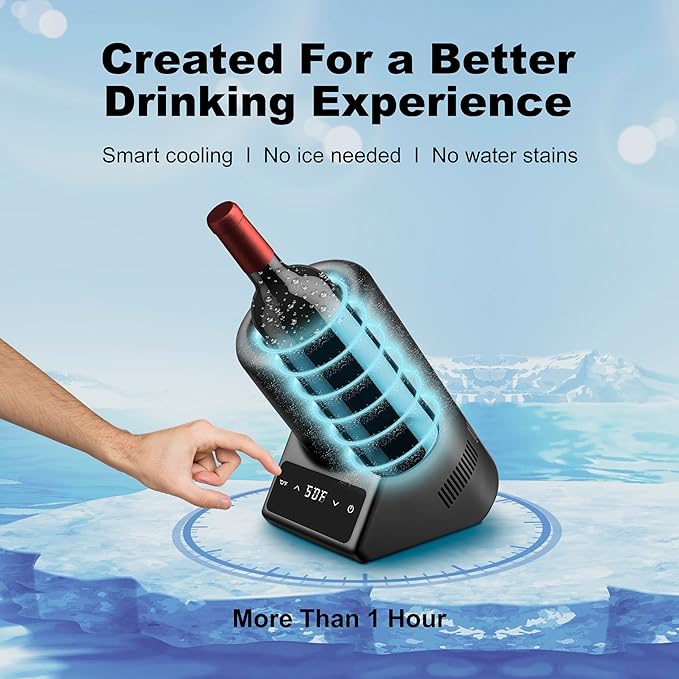 Wine Chiller Electric,Single Bottle Cooler for 750ml Wine or Some Champagne,Portable Cellars Keep Cold Up to 24h,Iceless Chiller at Poolside Party,Gift for Lover