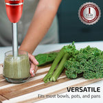 Load image into Gallery viewer, OVENTE Immersion Hand Blender, 300W Electric Handheld Portable Stick Mixer with 2 Mixing Speed and Stainless Steel Blades for Effortless Blending Smoothies, Shakes, Puree or Baby Food, Red HS560R