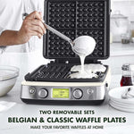 Load image into Gallery viewer, GreenPan Elite 4-Square Belgian &amp; Classic Waffle Maker,Healthy Ceramic Nonstick Dishwasher Safe Plates, Adjustable Shade/Crunch Control, Wont Overflow, Easy Cleanup Breakfast, PFAS-Free, White