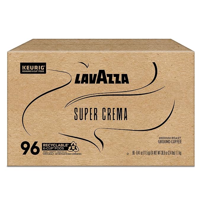 Lavazza Super Crema, Single Serve Keurig® K-Cup® Pods, Medium Espresso Roast Coffee, 96-Count Box