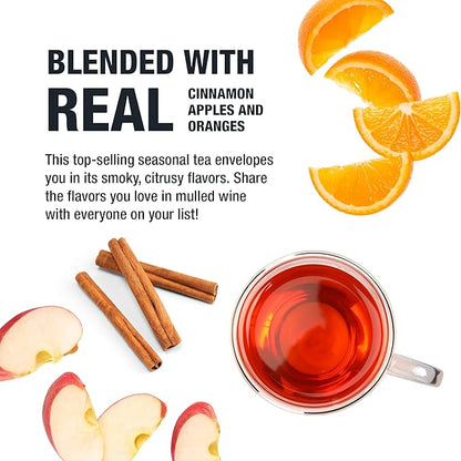 Tiesta Tea - Fireside Spice, Mulled Wine Herbal tea, Premium Loose Leaf Tea Blend, Non Caffeinated Holiday Teas, Make Hot or Iced & Brews Up to 200 Cups - 16 Ounce Resealable Bulk Pouch