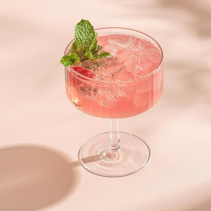 JoyJolt Elle Fluted 10oz Coupe Glass Set of 2, Unique Champagne Glasses for Cocktails and Martinis, Ribbed Vintage Style Drinking Glasses