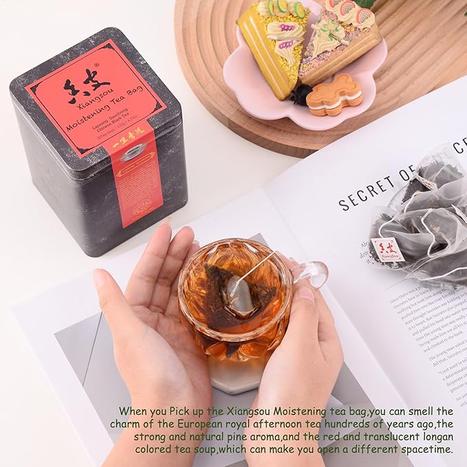 Xiangsou Moistening Tea,Lapsang Souchong Tea,Chinese Classical Smoked Black Tea with 30 Tea Bags,Strong Flower Fragrance With a Smoky Taste