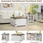 Load image into Gallery viewer, Farmhouse Coffee Table with Large Hidden Storage Compartment, Antique White Square Center Table, Wood Rustic Low Modern Living Room Tables with Hinged Lift Brown Top &amp; Wooden Arc Base