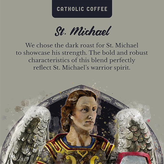 Catholic Coffee St. Michael | Dark Roast Whole Bean Coffee – Almond & Citrus Notes | 12oz Bag – Premium Catholic Gift Inspired by the Defender of Heaven (Pack of 2)