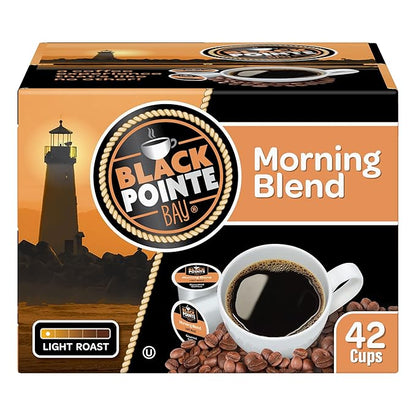 Black Pointe Bay Coffee, Morning Blend, Light Roast, 42 Count Single Serve Coffee Pods for Keurig K-Cup Brewers