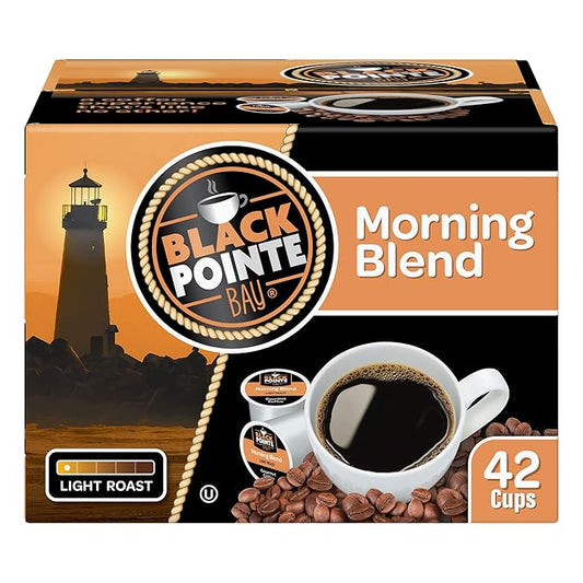 Black Pointe Bay Coffee, Morning Blend, Light Roast, 42 Count Single Serve Coffee Pods for Keurig K-Cup Brewers