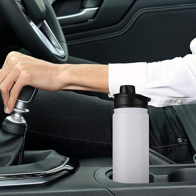 HASLE OUTFITTERS Insulated Water Bottle 22 oz Double Wall Stainless Steel Water Bottle Wide Mouth with Straw Lid & Spout Lid Keeps Cold or Hot(White,8)