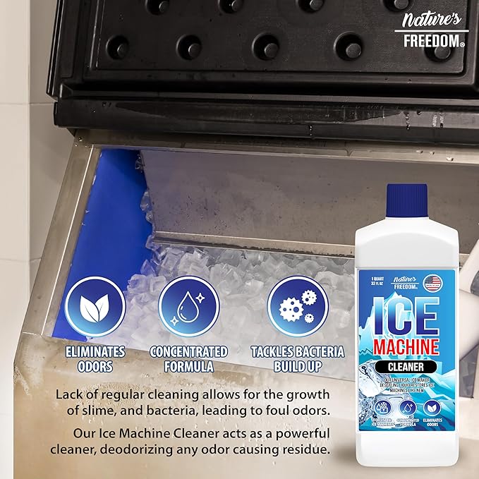 Nature's Freedom Ice Machine Cleaner - Quart (8 Uses) - Nickel-Safe Descaler, Made in USA, Universal Compatibility for Commercial/Residential Ice Makers such as Whirlpool, Scotsman and All