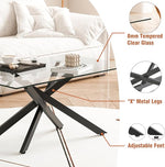 Load image into Gallery viewer, Black Glass Coffee Table Set of 3 Modern End Table Living Room Side Table, Geometric Metal Legs 39.4 Inch Clear Rectangle Center Cocktail Tables, Black
