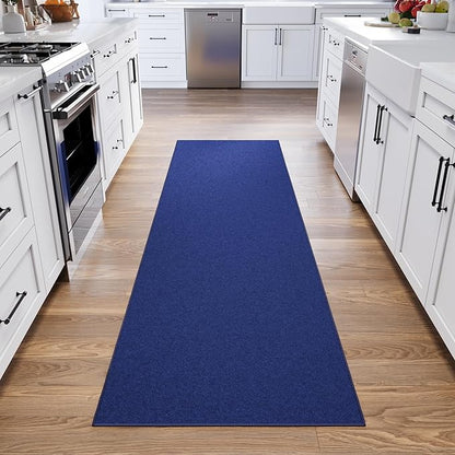 Ottomanson Hallway Runner Rug 2'7" x 9'10" Non Slip Solid Area Rugs Easy to Clean Laundry Rug Runner Durable & Pet Friendly Floor Carpet Runners for Hallways Entryway Living Room Kitchen, Navy
