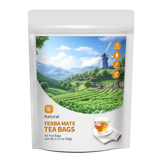 Yerba Mate Tea Bags 45 Tea Bags Organic -Supports Cardiovascular & Digestive Systems, Keep youth，with Madein.