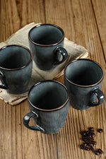 Load image into Gallery viewer, famiware Coffee Mugs Set of 4, Ocean Round 11.5oz Coffee Cup Set with Handle for Cocoa, Milk, Hot Chocolate, Stoneware Cups for Kitchen, Reactive Glaze, Microwave Dishwasher Safe, Deep Forest